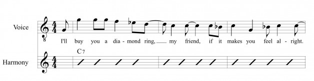 from "Can't Buy Me Love" by the Beatles: opening melodic phrase of verse 1